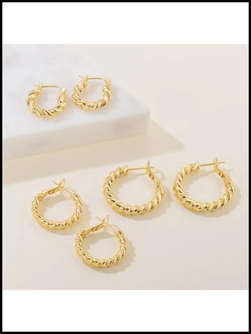 14k Gold Plated Twisted Hoop Earrings for Women Hypoallergenic Lightweight